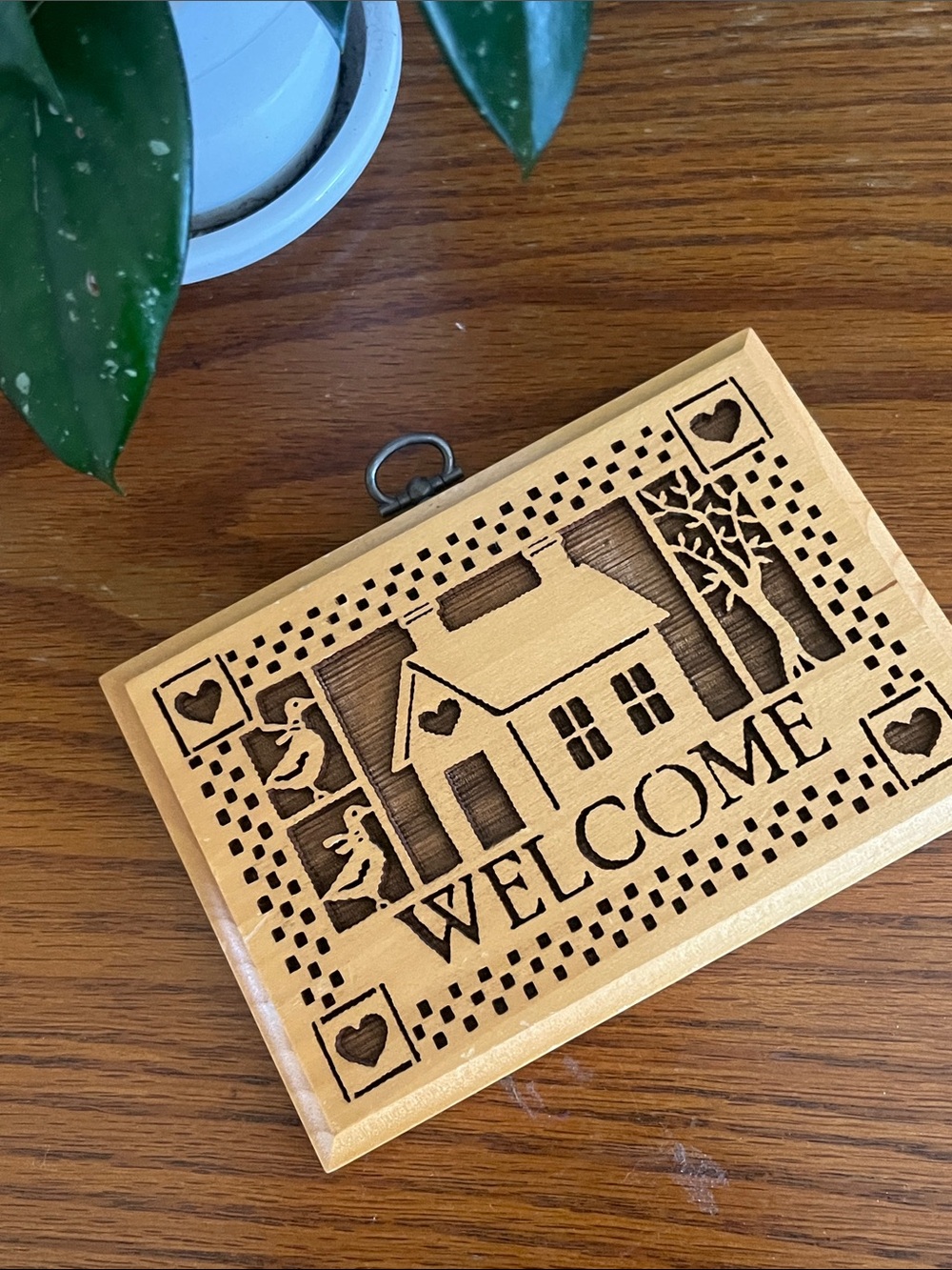 Cottagecore country geese & heart Welcome Wooden Wall Plaque